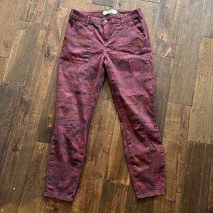 Anthropologie Maroon Camo Pants